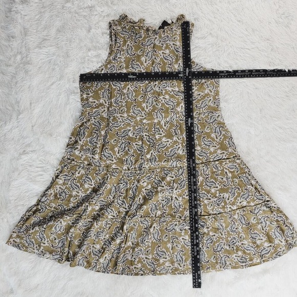 Cassee's New York Paisley Tiered Ruffle Neck Sleeveless Midi Dress Olive Green - Picture 3 of 5